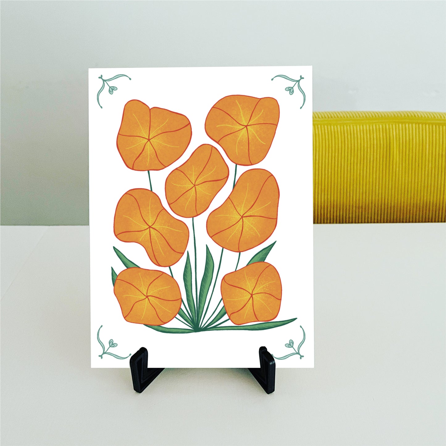 Decoratieve tegel met oranje bloemen