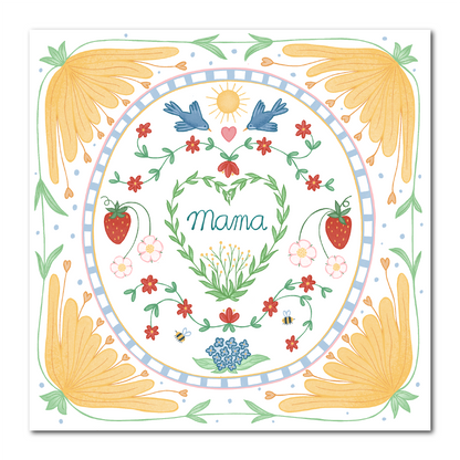 Mama kaart met bloemen in Zweedse stijl