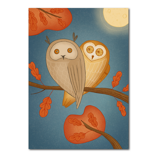 Uiltjes in herfstboom | Kaart