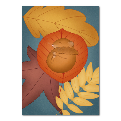 Slaapmuis op herfstblaadjes | Kaart