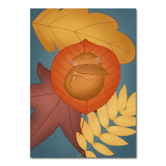Slaapmuis op herfstblaadjes | Kaart
