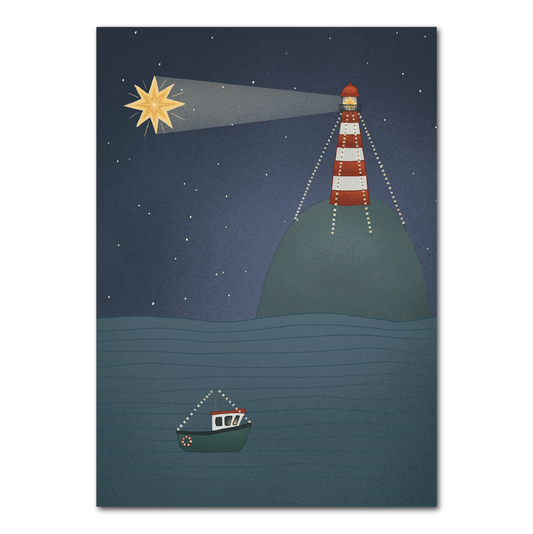Kerst vuurtoren | Kerstkaart