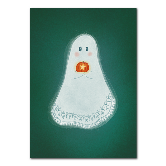 Spookje met pompoen | Kaart
