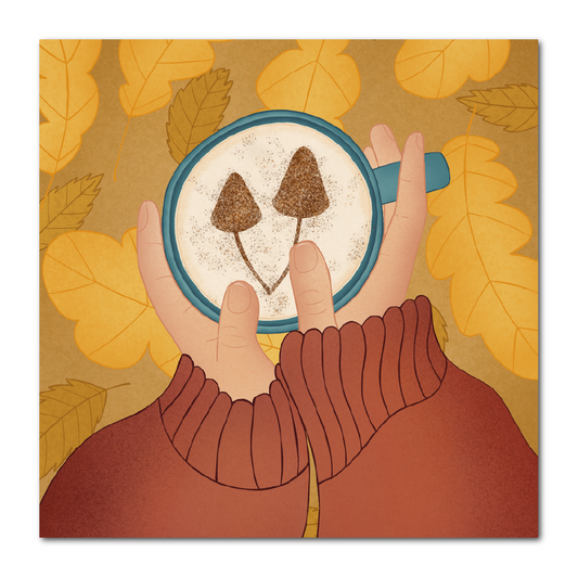 Tegel met herfst cappuccino