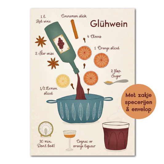 Glühwein + specerijen | Kerstkaart