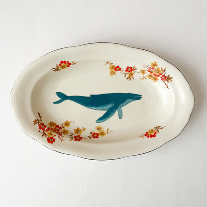 Wandbordje met walvis en bloemen