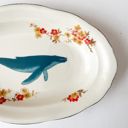 Wandbordje met walvis en bloemen