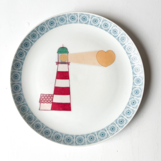 Bordje Vuurtoren met hartje en blauw randje