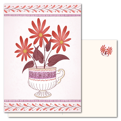 Vintage kopje met bloemen | Ansichtkaart