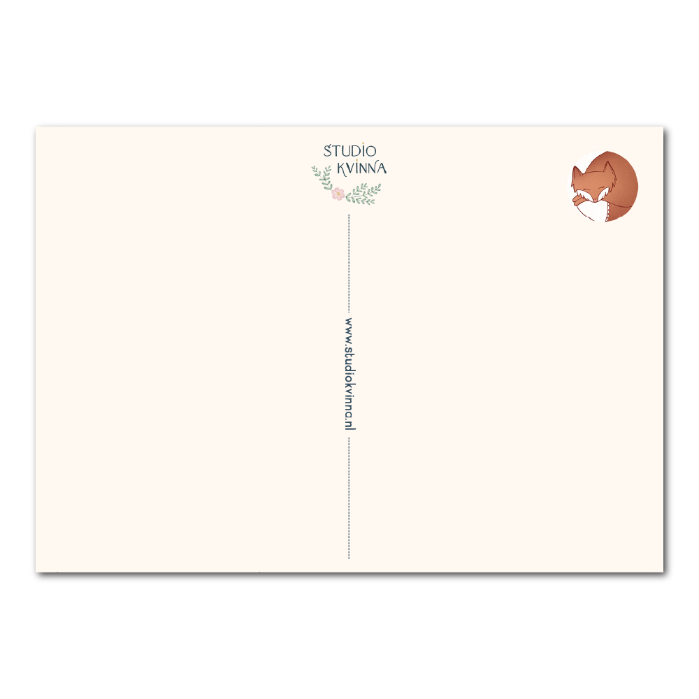 Hej baby | Geboorte ansichtkaart met slapend vosje