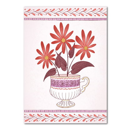 Vintage kopje met bloemen | Ansichtkaart