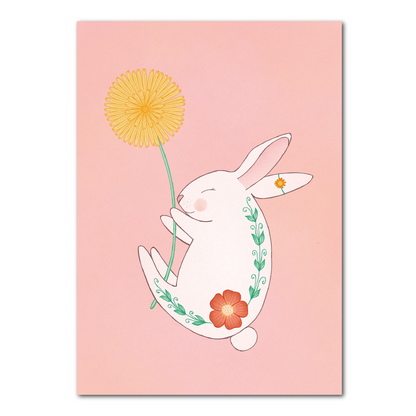 Klein konijntje met paardenbloem | Kaart