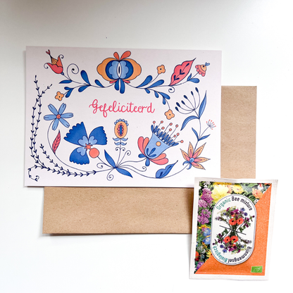 Gefeliciteerd | Kaart met bloemzaadjes