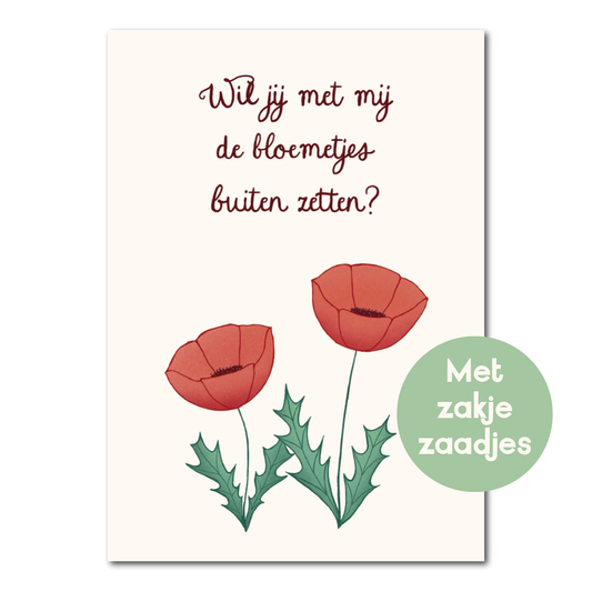 Bloemetjes buiten zetten | Kaart met bloemzaadjes