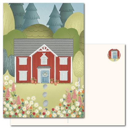 Zweeds huis met bloementuin | A5 print