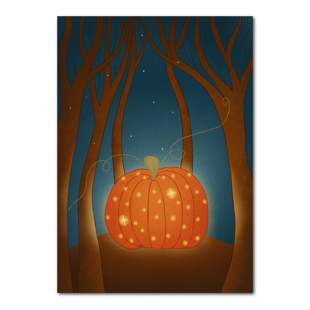 Pompoen met lichtjes | Ansichtkaart Herfst & Halloween