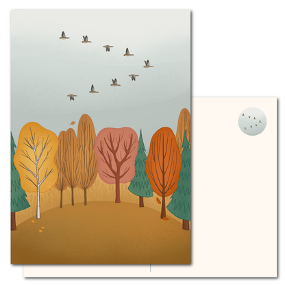 Gansjes onderweg | Herfst ansichtkaart