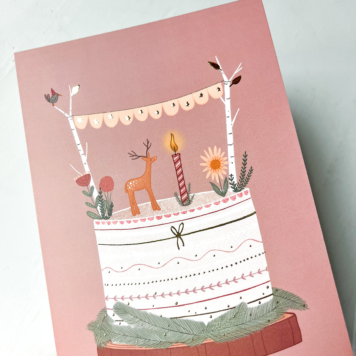 Nordic birthday cake | Kaart met goudfolie