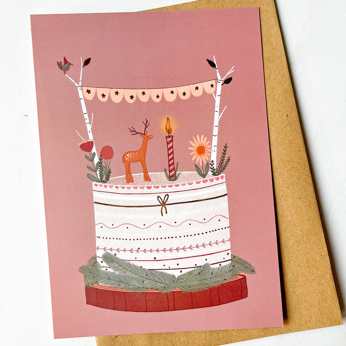 Nordic birthday cake | Kaart met goudfolie