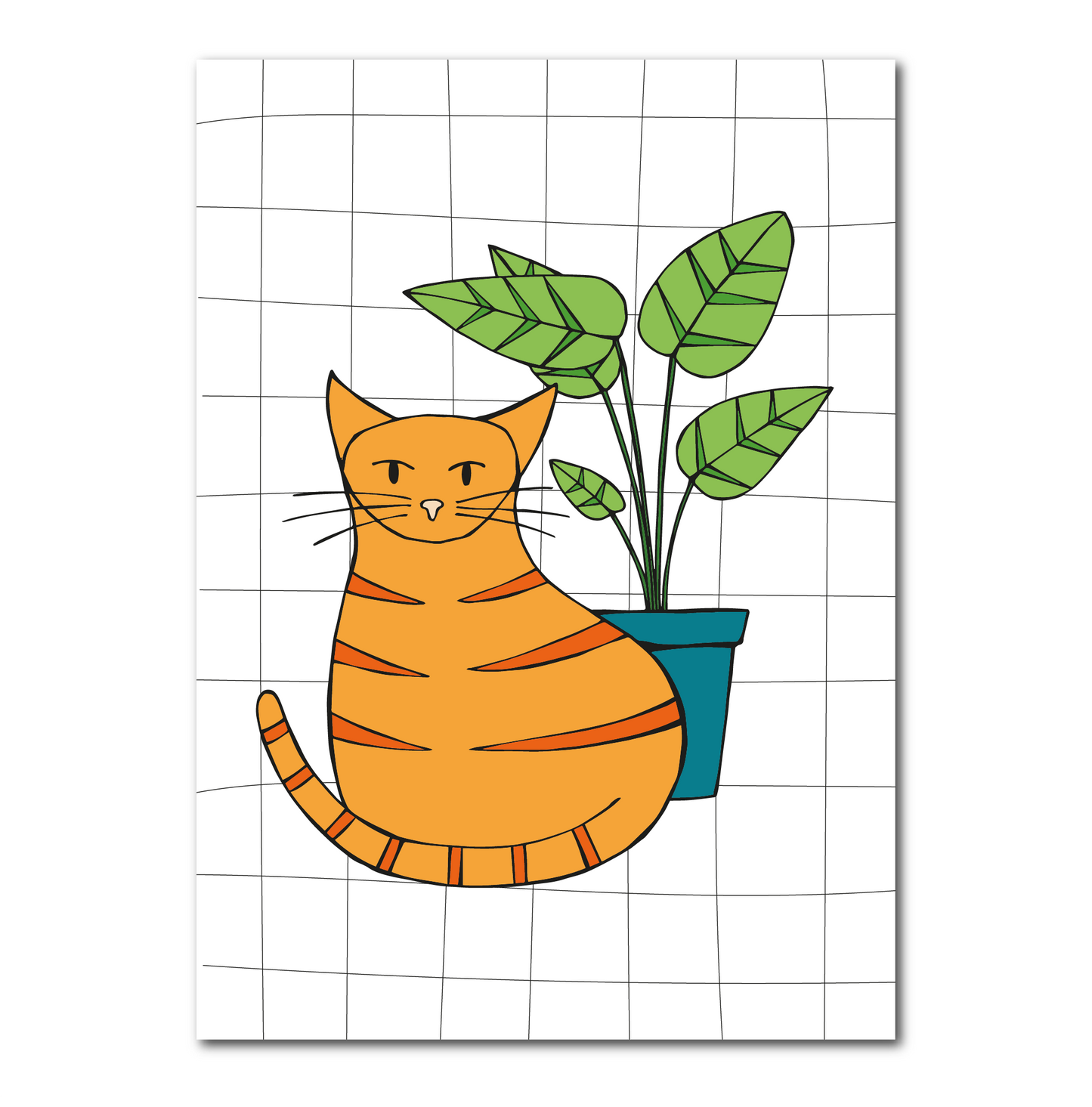 Kat bij plant | A5 print