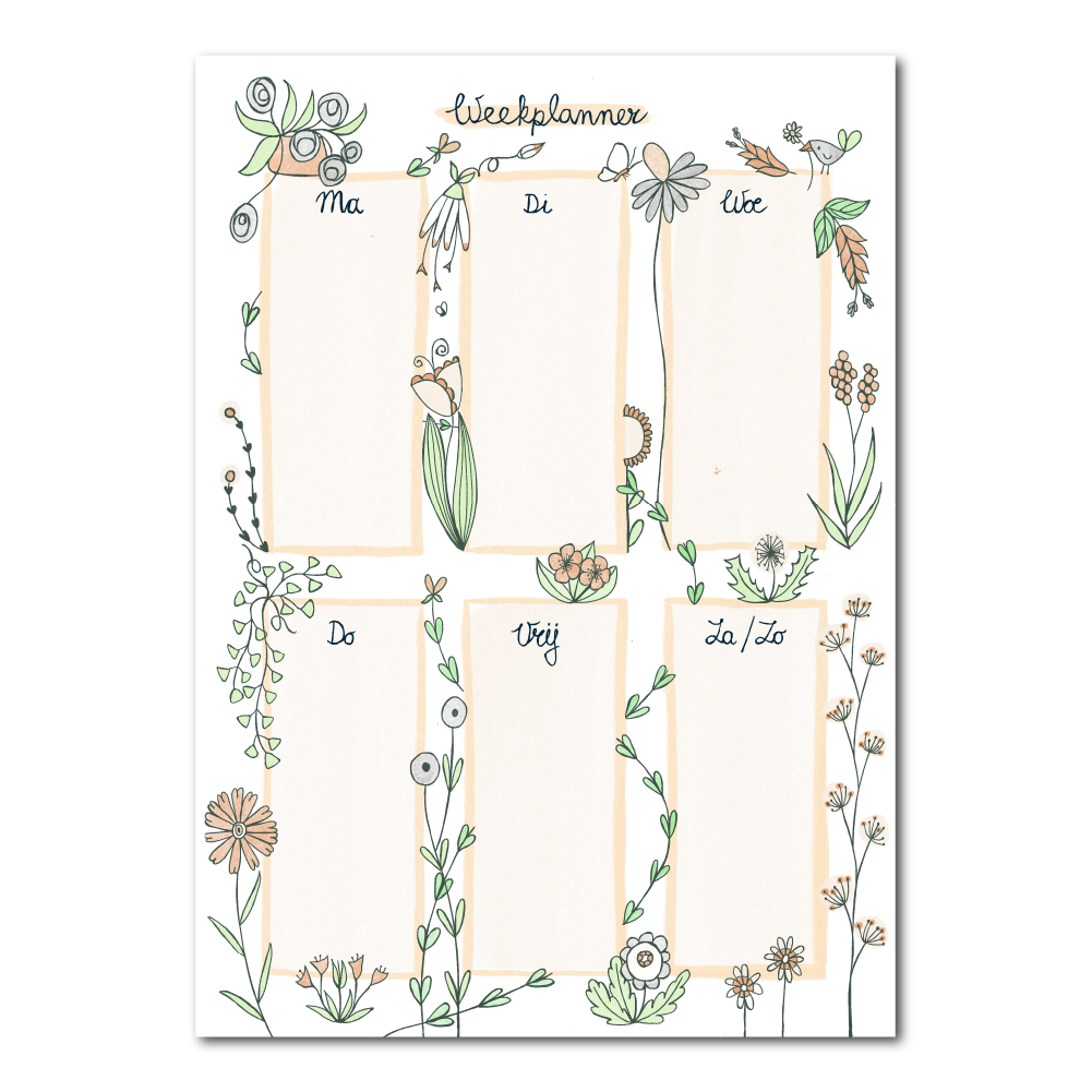 Week planner bloemen A4