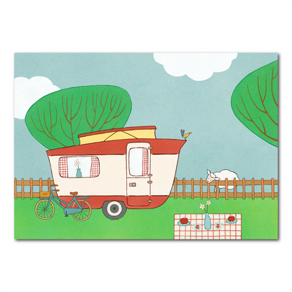Camping Kaartenset – Handgetekende Ansichtkaarten (Set van 5)