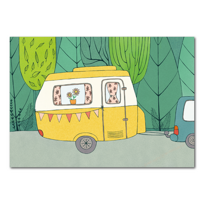Camping Kaartenset – Handgetekende Ansichtkaarten (Set van 5)